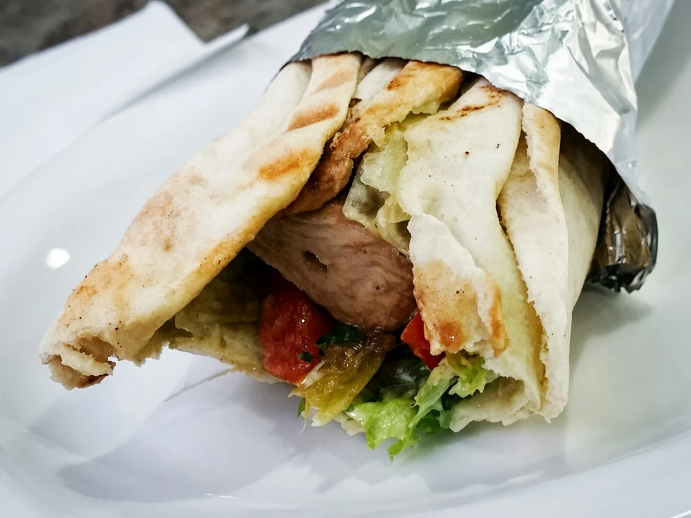 Chicken shawarma wrap at Golden Pita, Lebanese restaurant in Ancaster