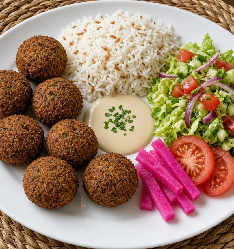 Falafel dinner, vegetarian Lebanese food at Golden Pita in Ancaster