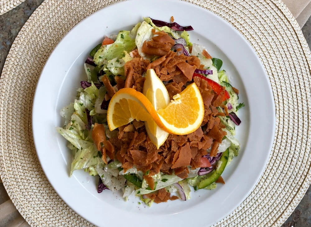 Fattoush salad at Golden Pita, Mediterranean restaurant in Ancaster