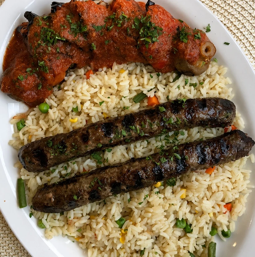 Shish kafta dinner at Golden Pita Lebanese restaurant in Ancaster