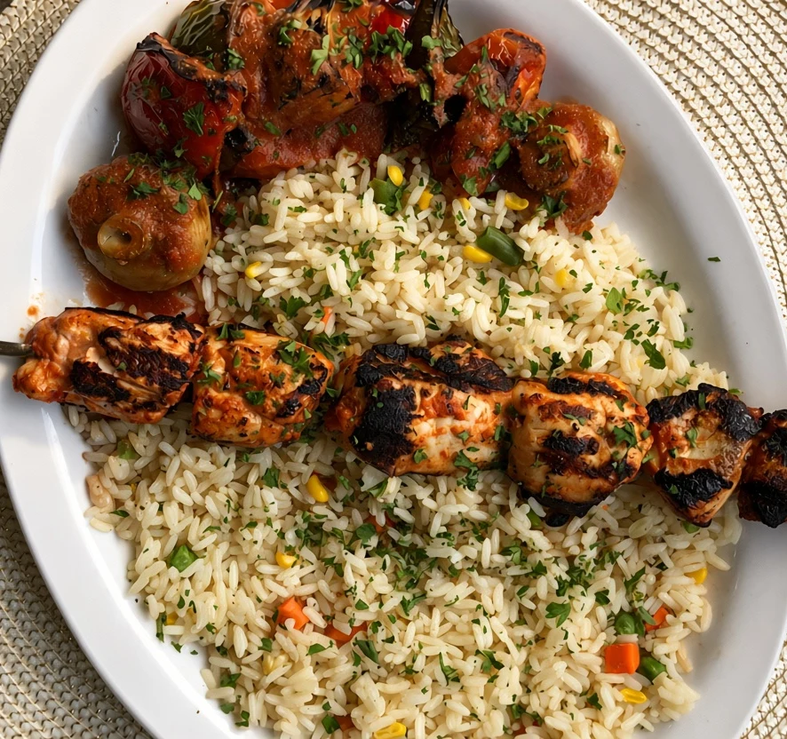 Shish tawook dinner at Golden Pita Lebanese restaurant in Ancaster